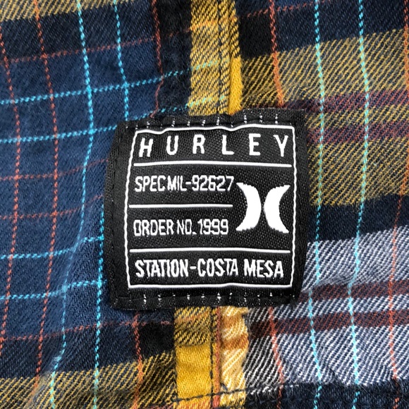 Hurley Yellow & Blue Plaid Button Down Shirt - Picture 5 of 7